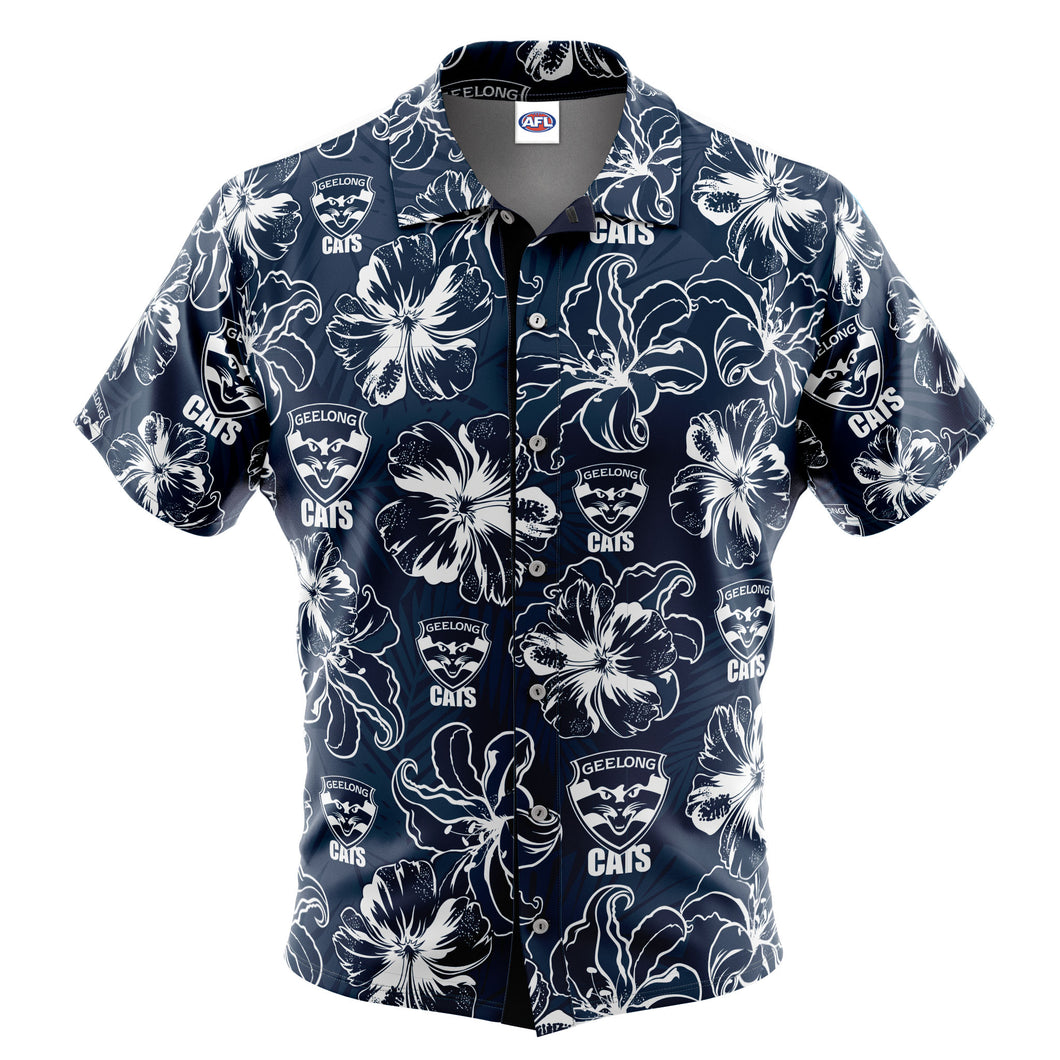 AFL Geelong Cats 'Floral' Hawaiian Shirt