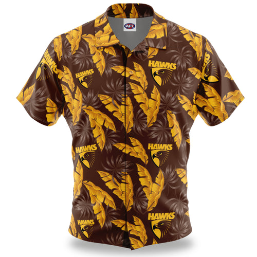 AFL Hawthorn Hawks 'Paradise' Hawaiian Shirt