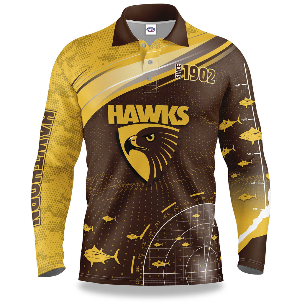 AFL Hawthorn "Fish Finder" Fishing Shirt Port Mall Newsagency